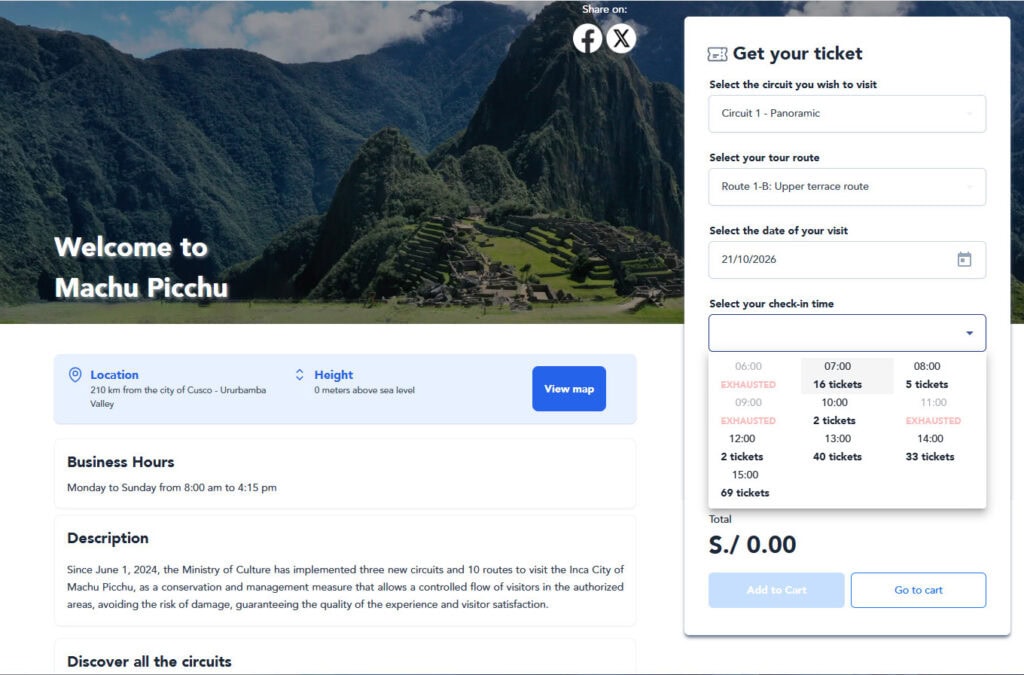 Choosing a ticket for Machu Picchu