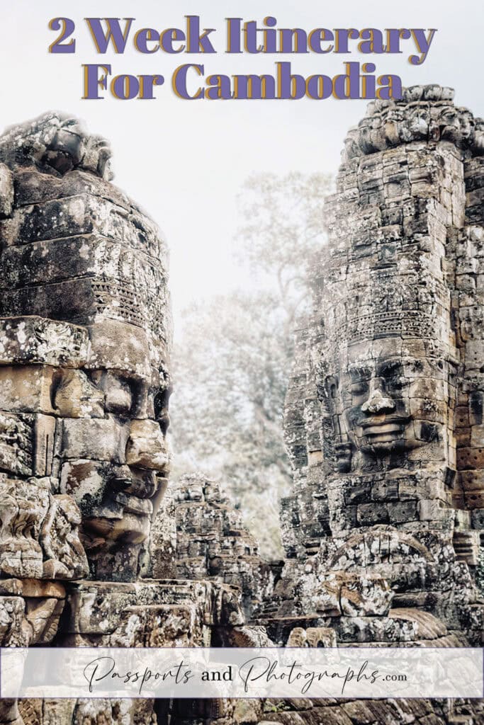 Bayon Temple faces in Siem Reap Cambodia - 2 week itinerary for Cambodia