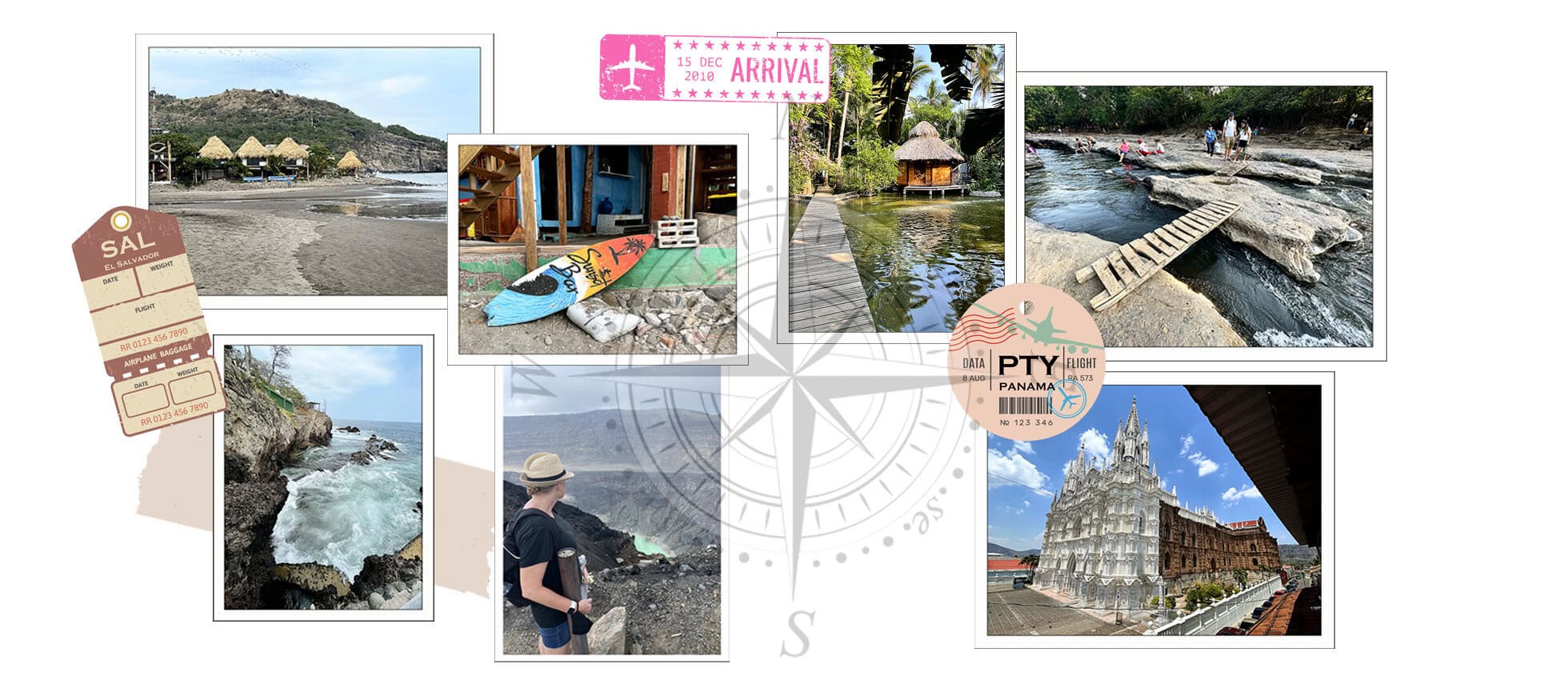 Multiple photos of places in Central America