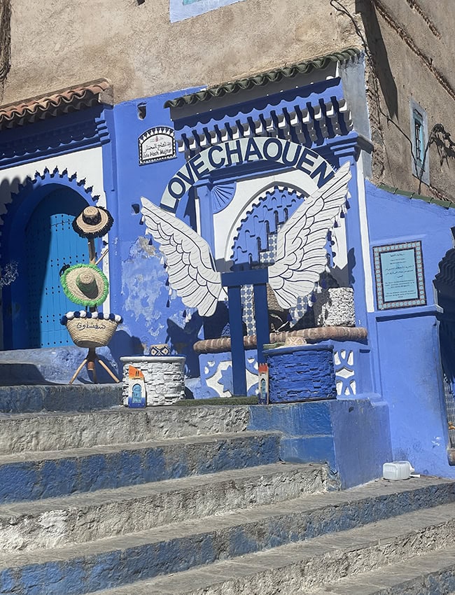 Angel wings to stand in front of for a photo in Chefchaouen Morocco