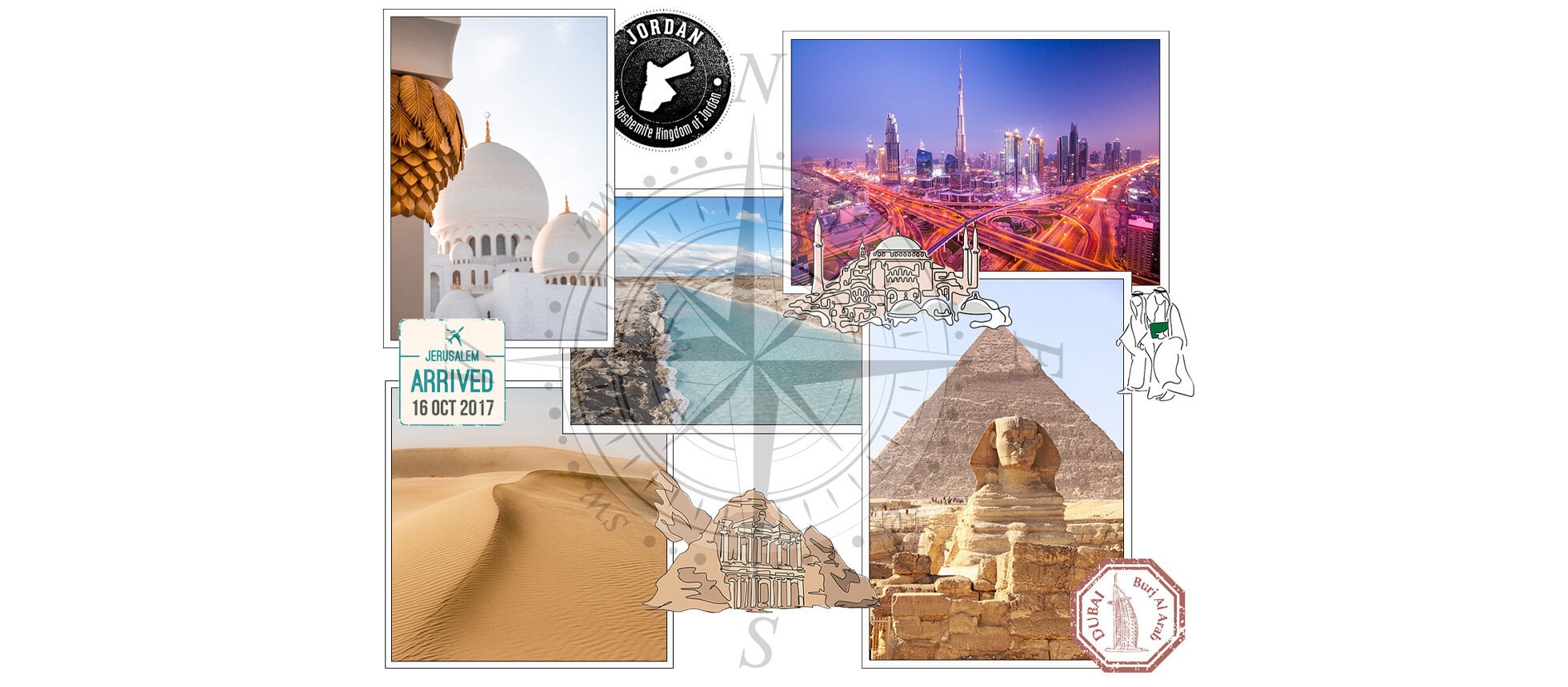 Collection of photos of destinations in the Middle east