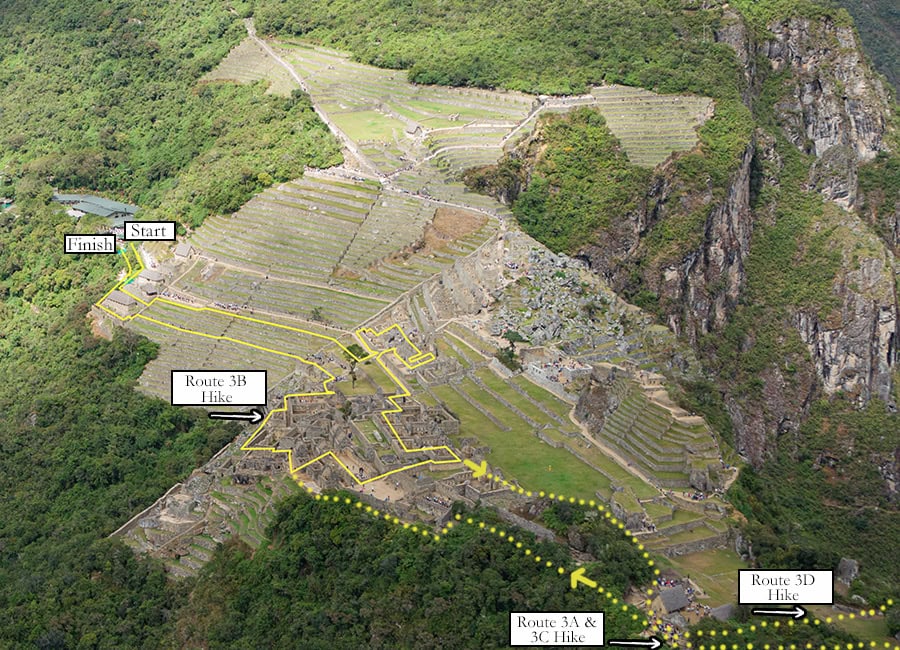 Circuit 3 routes of Machu Picchu