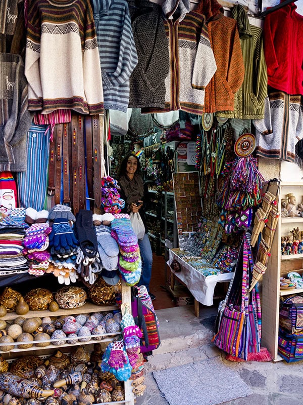 Sweaters, gloves, and hats in a Cusco Peru shop
