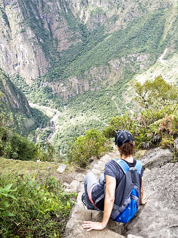 Coming down Huayna Picchu Mountain - Stairs of death - Machu Picchu Circuits