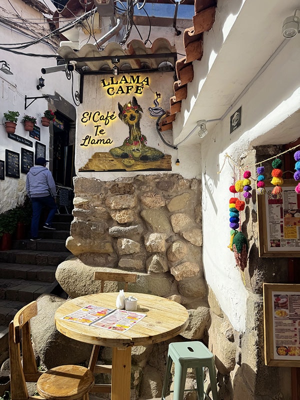 Llama Cafe in Cusco Peru
